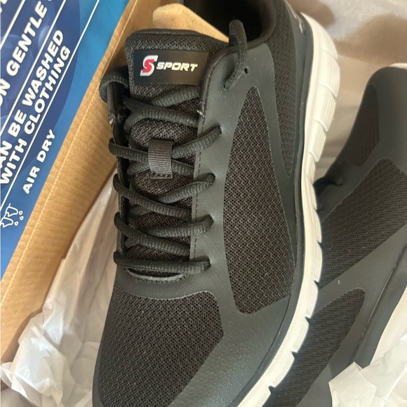 Skechers Men's Black and White Slip-On Mesh Sneakers - Picture 3 of 5